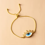 18K Gold Plated Adjustable Chain Zircon Evil Eye Bracelets