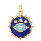 18k Gold Plated Zircon Evil Blue Eyes Charms Pendant