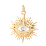 18k Gold Plated Sunrays Evil Eye Charm Zircon Pendant