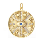 18k Gold Plated Evil Eye Round Charm Pendant