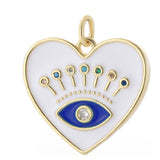 18k Gold Plated Heart Evil Eye Multi Stone Charm Pendant