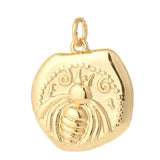 18k Gold Plated Bee Engraved Charms Pendant