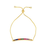 Adjustable Rainbow Color CZ Cubic Zirconia Bezel Setting Bracelets