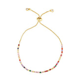 Adjustable Rainbow Color Round Shape CZ Cubic Zirconia Bracelets