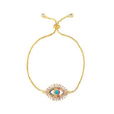 Adjustable Rainbow Color CZ Cubic Zirconia Evil Eye Bracelets