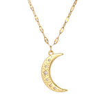 18k Gold Plated Moon CZ Charm Pendant
