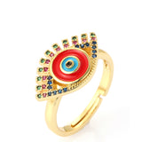 18k Gold Plated Evil Eye Multi Stone Ring