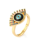 18k Gold Plated Black Evil Eye Multi Stone Ring