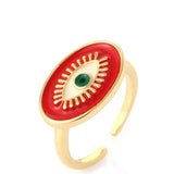 18k Gold Plated Red Enamel Evil Eye Stunning Ring