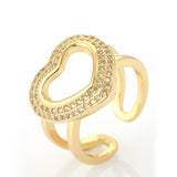 18k Gold Plated BIG Heart Shape CZ Stone Ring