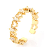 18k Gold Plated Multi Heart CZ Stone Ring