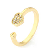18k Gold Plated One Heart CZ Stone Ring