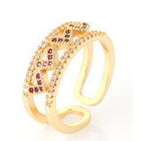 18k Gold Plated Designer Red And White CZ Stone Ring