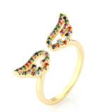 18k Gold Plated Angel Wings Multi Stone Ring