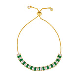 18k Gold Plated Chain Green Stone And CZ Cubic Zirconia Tennis Bracelet