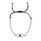 Tennis Cubic Zirconia Evil Eye Round Ball Chain Bracelet
