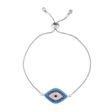 Three Color Cubic Zirconia Evil Eye Chain Bracelet