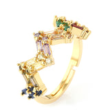 18k Gold Plated Baguette Shape Multi Stone Ring