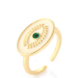 18k Gold Plated Evil Eye Enamel Ring And Handmade Jewelry