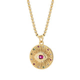 18k Gold Plated Evil Eye Red Stone CZ Pendant Necklace