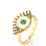 Stunning 18k Gold Plated Multi Enamel Evil Eye Handmade Ring
