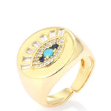 Beautiful Multi Color Stone Evil Eye Baguette CZ Ring