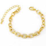 18k Gold Plated White Cubic Zirconia Cuban Bracelet