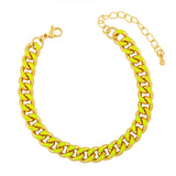 18k Gold Plated Cubic Zirconia Yellow Enamel Cuban Bracelet
