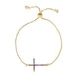 18k Gold Plated Colorful CZ Cubic Zirconia Cross Bracelet