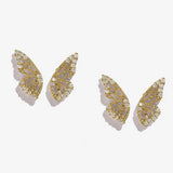 Yellow Gold Fashion CZ Butterfly Stud Earrings