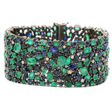 Emerald, Blue Sapphire & Diamond Bracelet