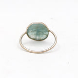 925 Sterling Silver Natural Aquamarine Uneven Shaped Gemstone Plain Gold Plated Ring