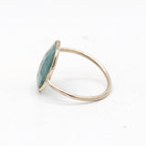 925 Sterling Silver Natural Aquamarine Uneven Shaped Gemstone Plain Gold Plated Ring