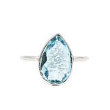 Pear Shaped Blue Topaz Gemstone 925 Sterling Silver Ring