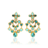 Natural Turquoise Gemstone Gold Plated 925 Sterling Silver Jumka Earring