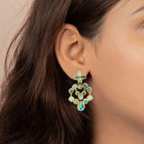 Natural Turquoise Gemstone Gold Plated 925 Sterling Silver Jumka Earring