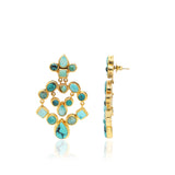 Natural Turquoise Gemstone Gold Plated 925 Sterling Silver Jumka Earring