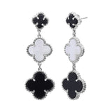 925 Sterling Silver Natural Black Onyx Gemstone And Pearl Earring