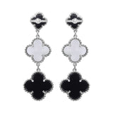925 Sterling Silver Natural Black Onyx Gemstone And Pearl Earring