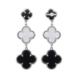925 Sterling Silver Natural Black Onyx Gemstone And Pearl Earring
