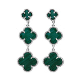 925 Sterling Silver Natural Green Malachite Gemstone Dangle Earring