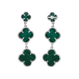 925 Sterling Silver Natural Green Malachite Gemstone Dangle Earring