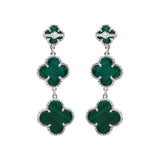 925 Sterling Silver Natural Green Malachite Gemstone Dangle Earring