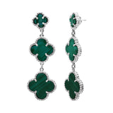 925 Sterling Silver Natural Green Malachite Gemstone Dangle Earring