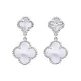 925 Sterling Silver Natural Pearl Clover Dangle Earring
