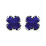925 Sterling Silver Natural Blue Lapis Lazuli Gemstone Stud Earring