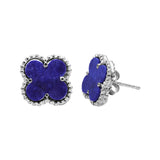 925 Sterling Silver Natural Blue Lapis Lazuli Gemstone Stud Earring