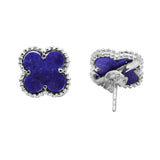 925 Sterling Silver Natural Blue Lapis Lazuli Gemstone Stud Earring