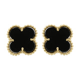925 Sterling Silver Natural Black Onyx Gemstone Stud Earring