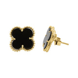925 Sterling Silver Natural Black Onyx Gemstone Stud Earring